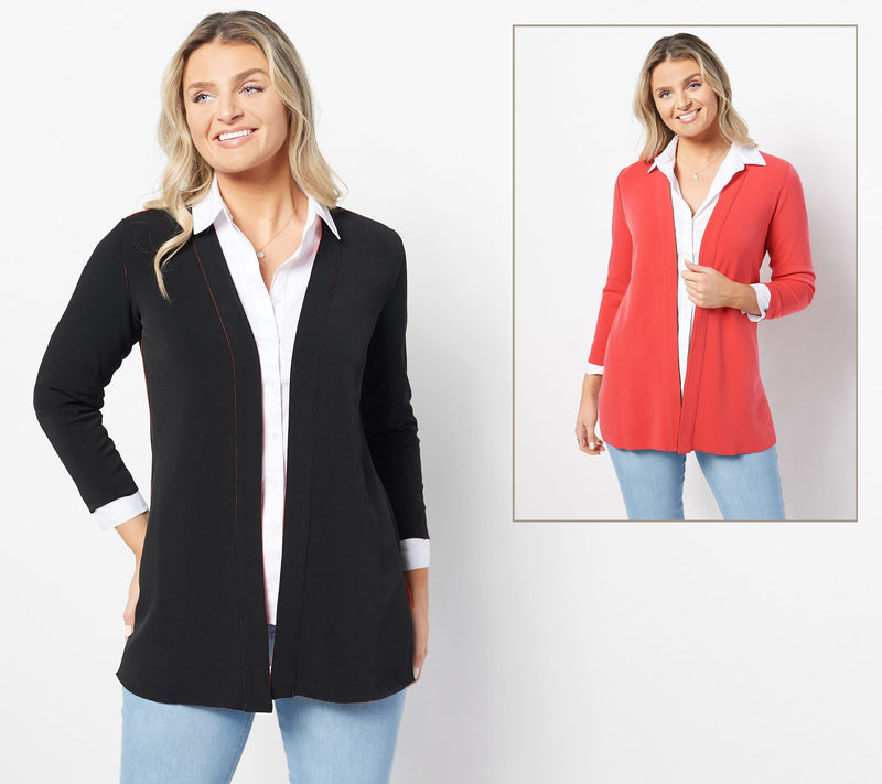 Susan Graver Regular Every Day LK Fusion Reversible Cardigan — Main view