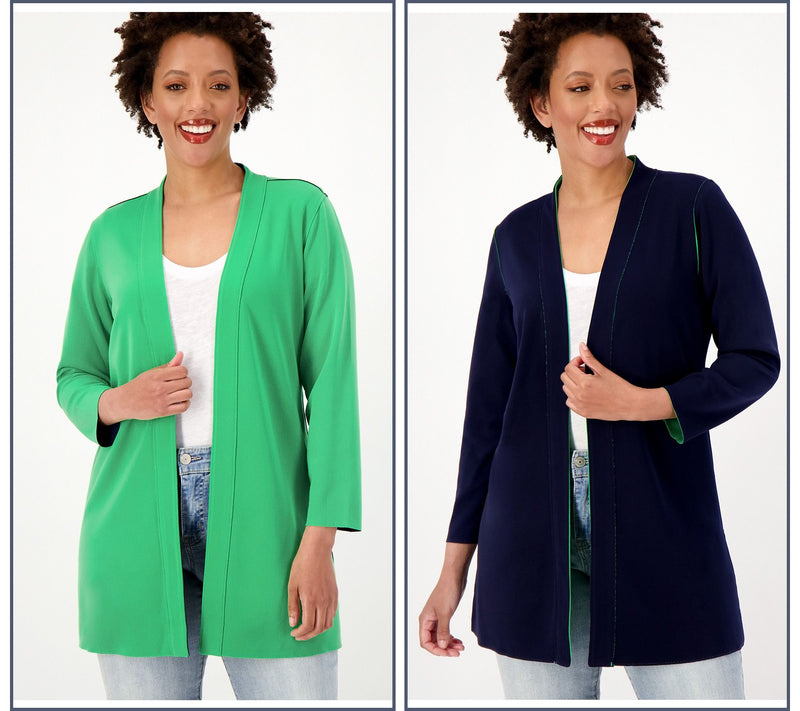 Susan Graver Regular Every Day LK Fusion Reversible Cardigan — View 7