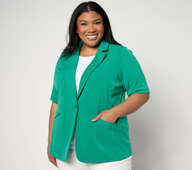 GRAVER Susan Graver LK Fusion Elbow-Sleeve Blazer — View 18