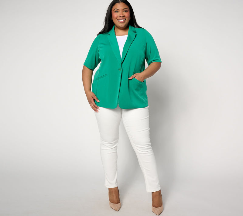 GRAVER Susan Graver LK Fusion Elbow-Sleeve Blazer — View 5