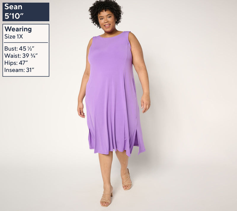Susan Graver Every Day Petite Liquid Knit Midi Dress — View 18