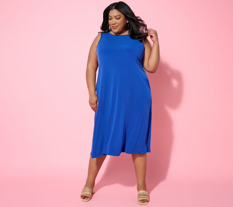 Susan Graver Every Day Petite Liquid Knit Midi Dress — View 24