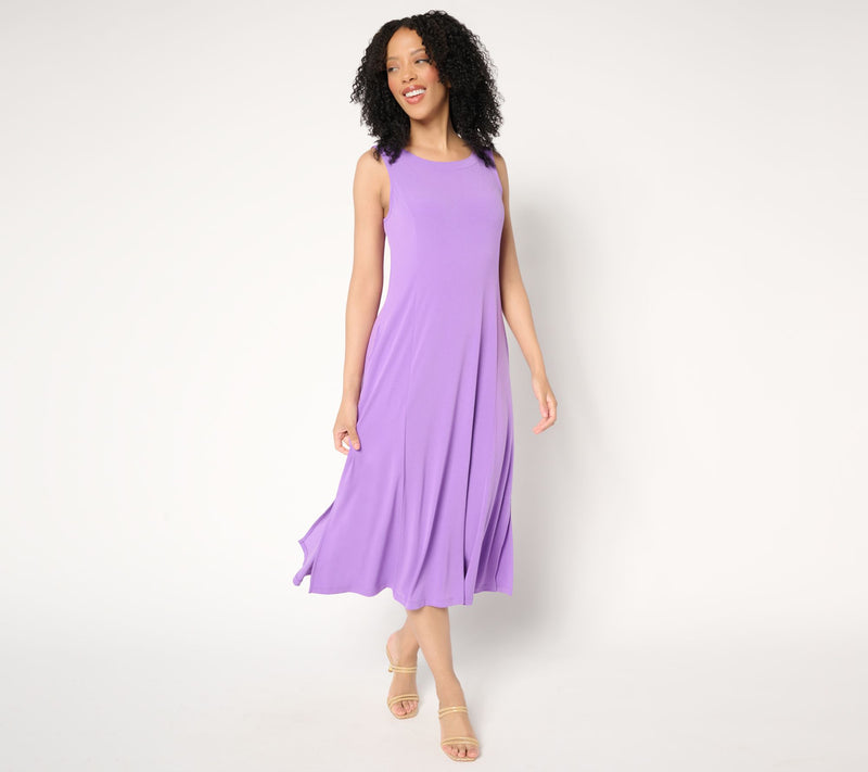 Susan Graver Every Day Petite Liquid Knit Midi Dress — View 15
