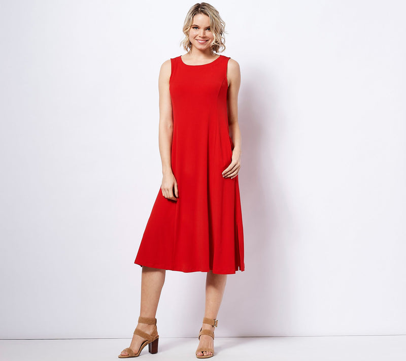 Susan Graver Every Day Petite Liquid Knit Midi Dress — View 7