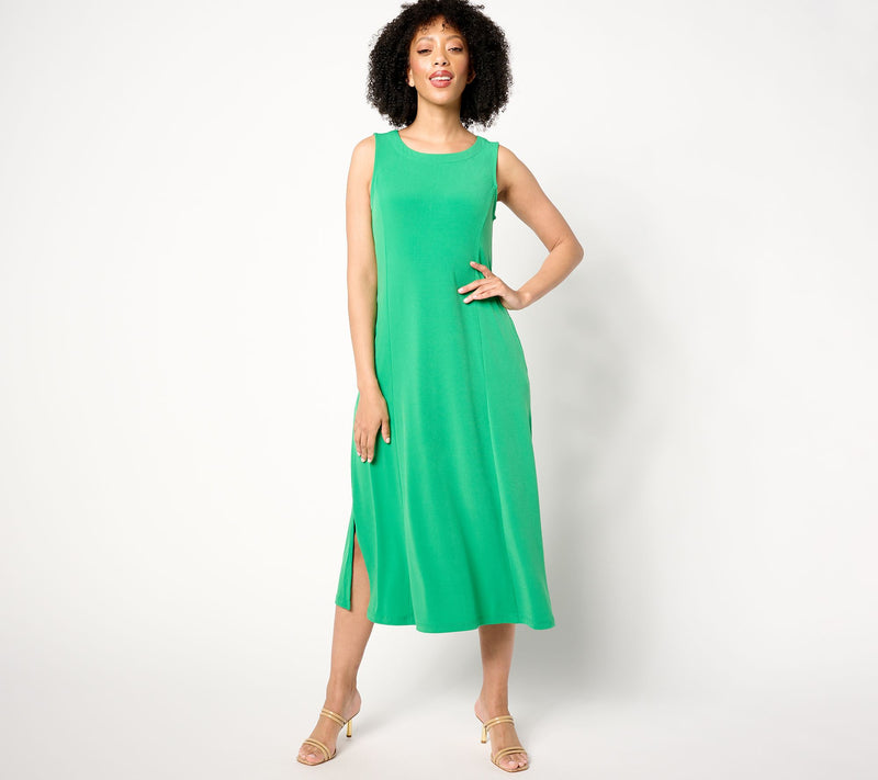 Susan Graver Every Day Petite Liquid Knit Midi Dress — Main view