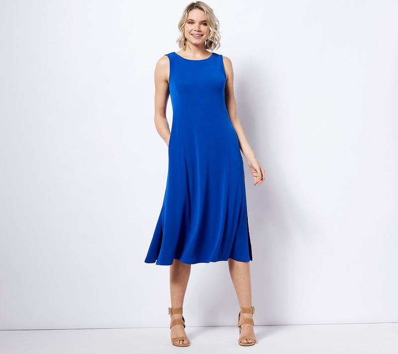 Susan Graver Every Day Petite Liquid Knit Midi Dress — View 5