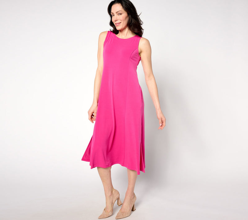 Susan Graver Every Day Petite Liquid Knit Midi Dress — View 13