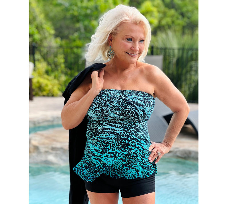Kim Gravel x Swimsuits For All Smocked Bandeau and Shorts Set — View 6