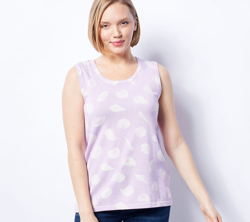 Isaac Mizrahi Live! Bridgehampton Printed Shell Sweater Tank — View 9
