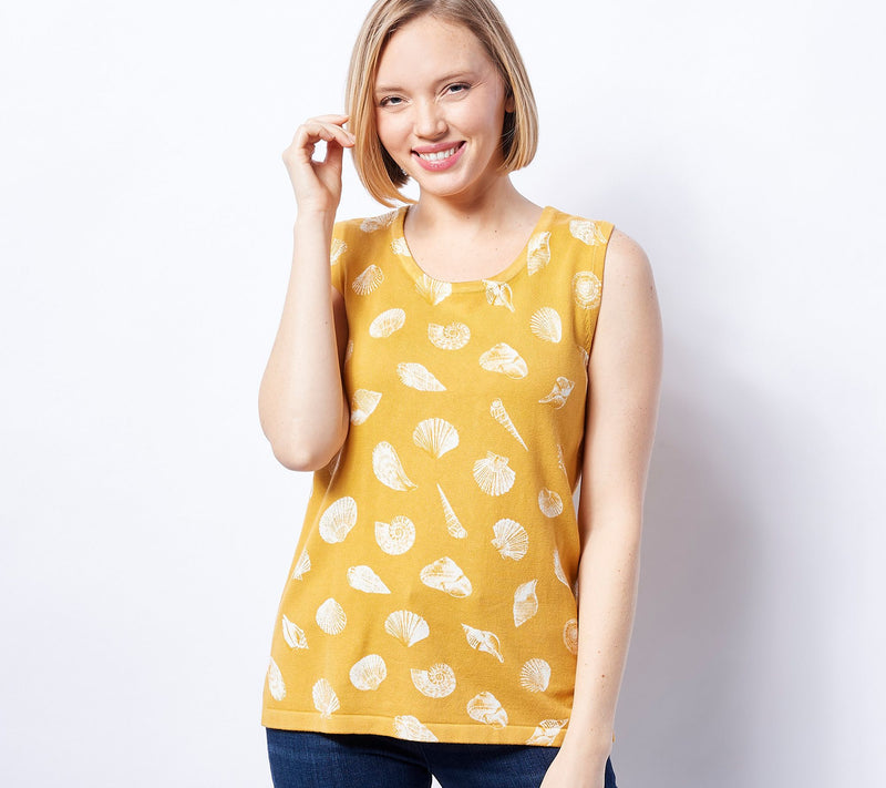 Isaac Mizrahi Live! Bridgehampton Printed Shell Sweater Tank — View 10