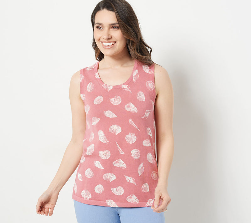 Isaac Mizrahi Live! Bridgehampton Printed Shell Sweater Tank — Main view