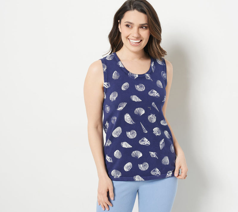 Isaac Mizrahi Live! Bridgehampton Printed Shell Sweater Tank — View 11