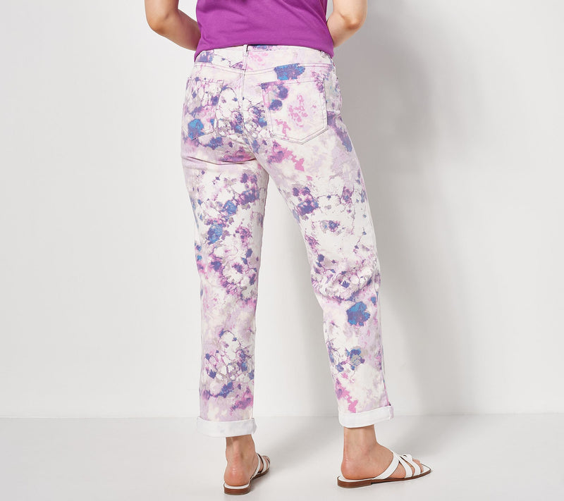 LOGO by Lori Goldstein Petite Tie-Dye Boyfriend Jeans — View 2