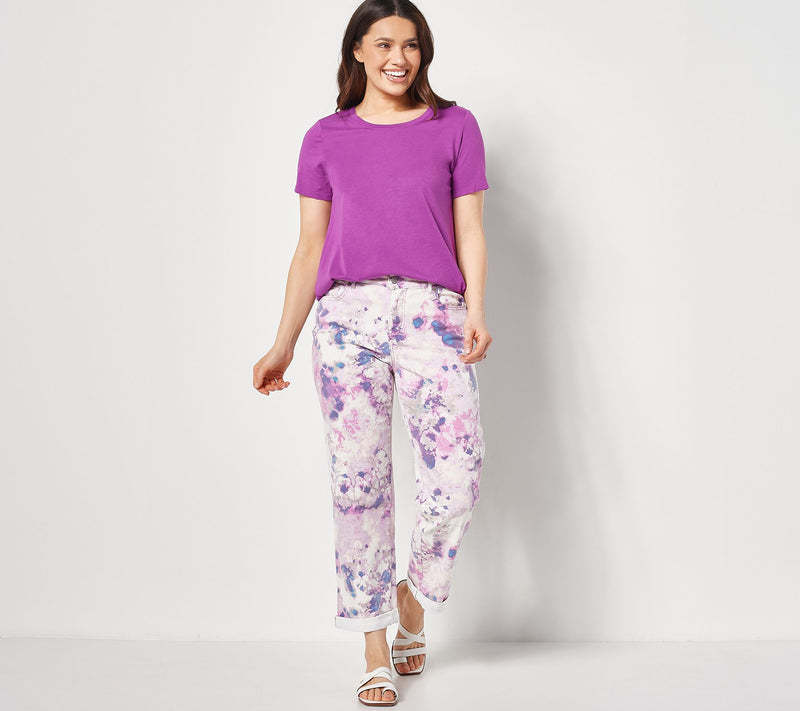 LOGO by Lori Goldstein Petite Tie-Dye Boyfriend Jeans — View 3