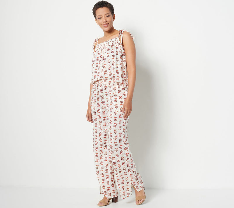 Candace Camern Bure Regular Printed Wide Leg Pant with Side Slits — View 11