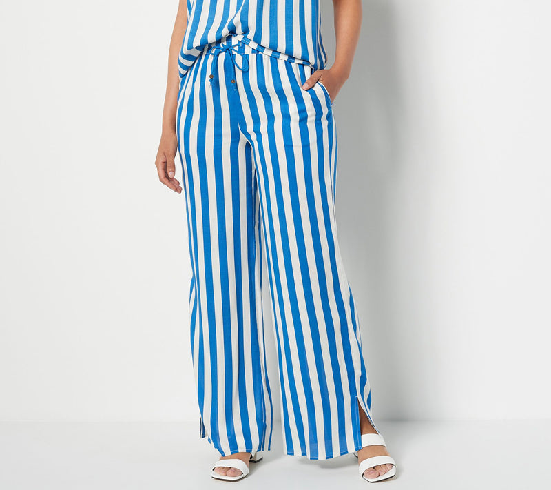 Candace Camern Bure Regular Printed Wide Leg Pant with Side Slits — View 7