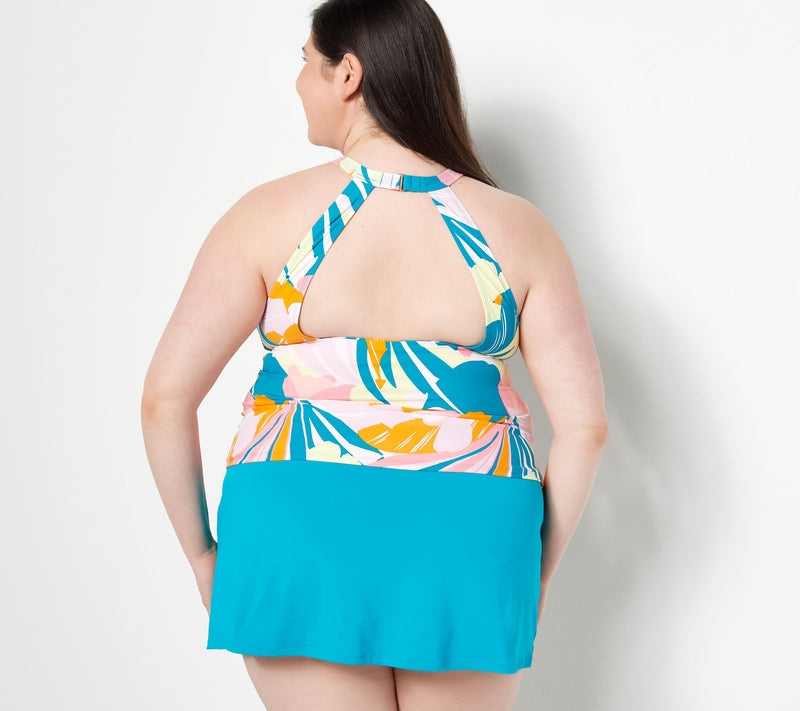 Jantzen High Neck Tankini with Skirted Bottom — View 10