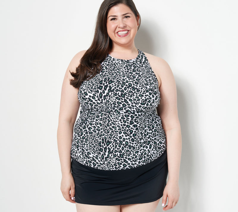 Jantzen High Neck Tankini with Skirted Bottom — View 7