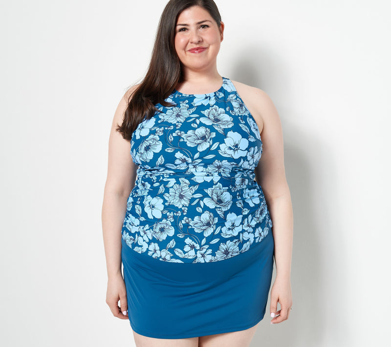 Jantzen High Neck Tankini with Skirted Bottom — View 5