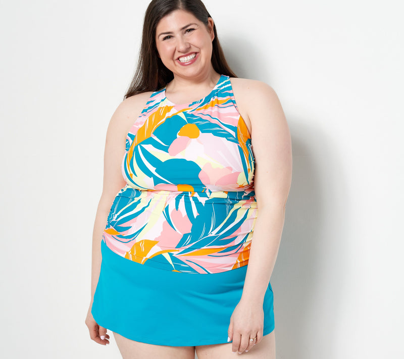 Jantzen High Neck Tankini with Skirted Bottom — View 3