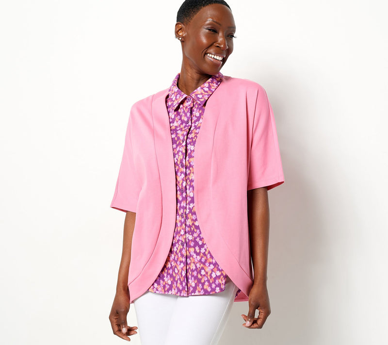 Isaac Mizrahi Live! Essential Pima Cotton Open Front Cardigan — Main view