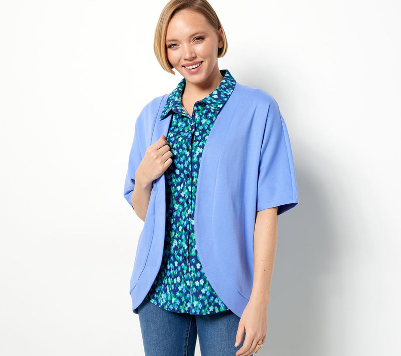 Isaac Mizrahi Live! Essential Pima Cotton Open Front Cardigan — View 10