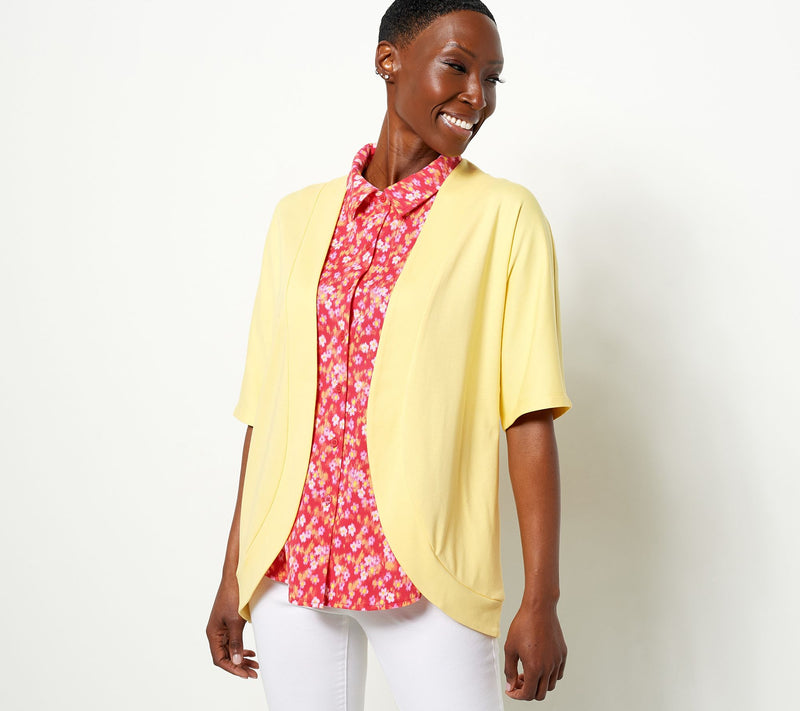 Isaac Mizrahi Live! Essential Pima Cotton Open Front Cardigan — View 13