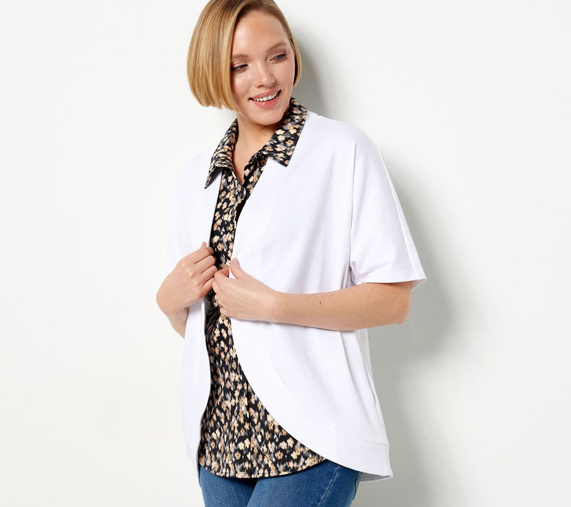 Isaac Mizrahi Live! Essential Pima Cotton Open Front Cardigan — View 14