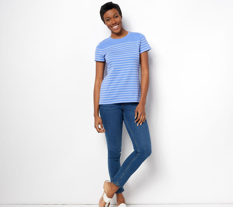 Isaac Mizrahi Live! Essentials Yarn Dye Stripe Crewneck Top — View 13