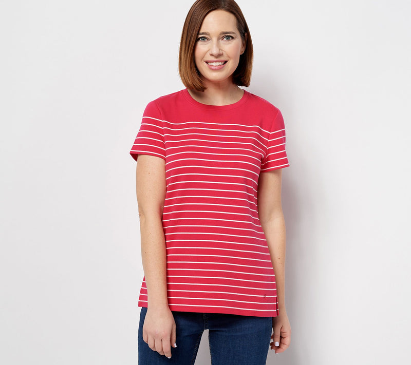 Isaac Mizrahi Live! Essentials Yarn Dye Stripe Crewneck Top — View 3
