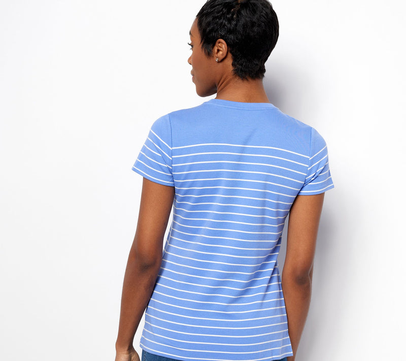 Isaac Mizrahi Live! Essentials Yarn Dye Stripe Crewneck Top — View 12