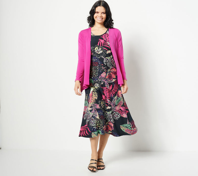 Women with Control Regular Como Jersey Midi Dress & Cardigan Set — Main view