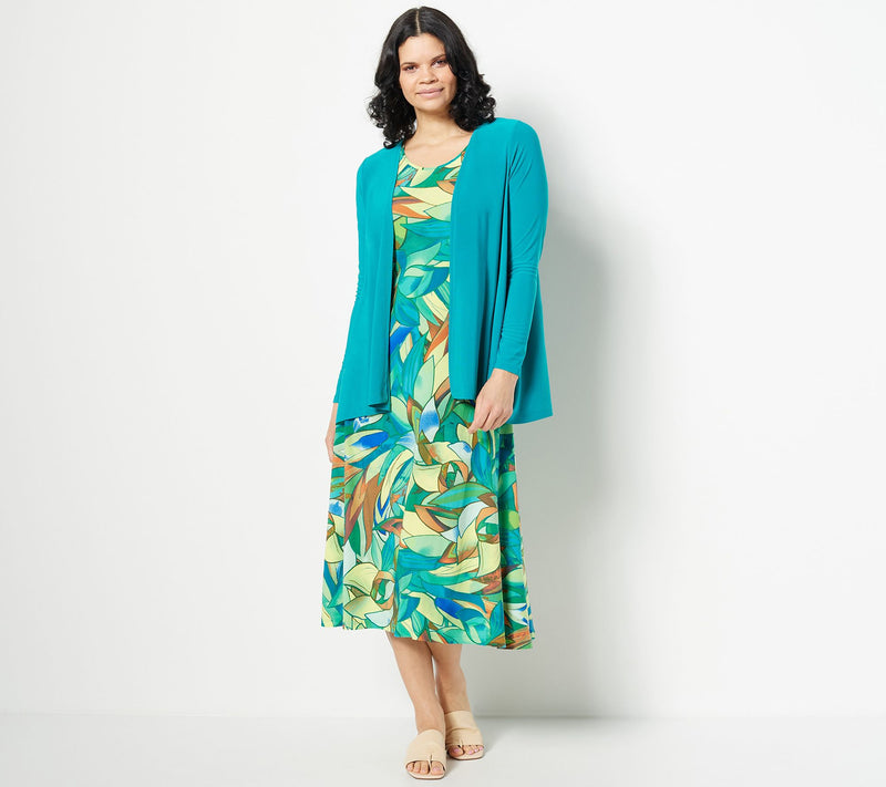 Women with Control Regular Como Jersey Midi Dress & Cardigan Set — View 5