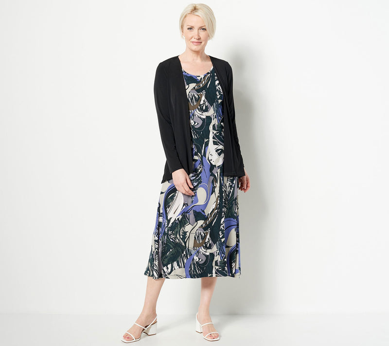 Women with Control Regular Como Jersey Midi Dress & Cardigan Set — View 13