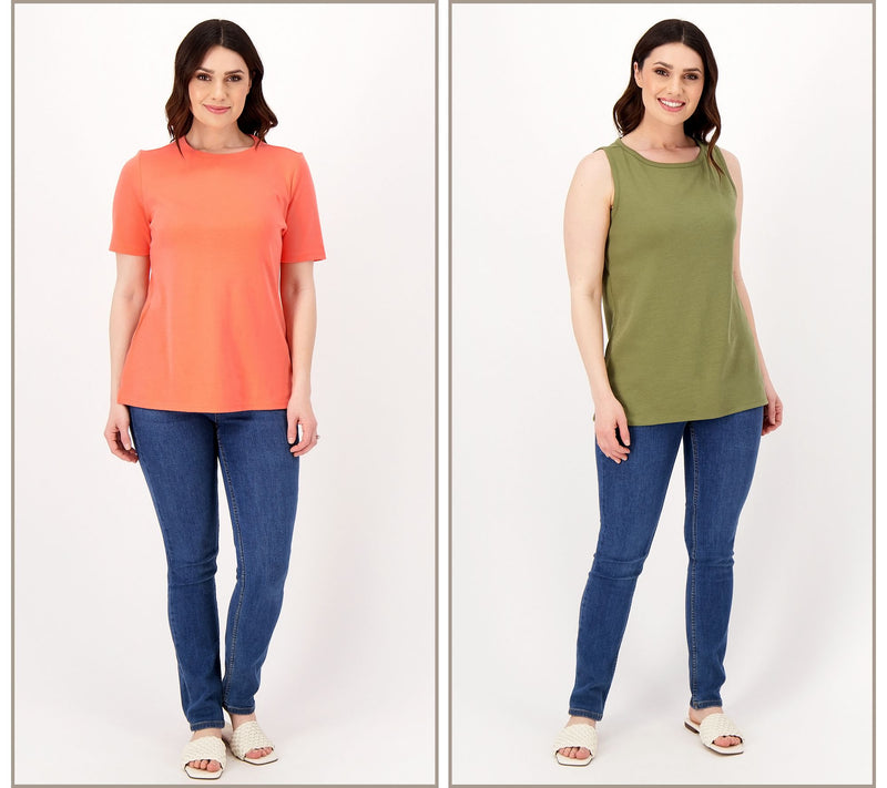 Denim & Co. Essentials Interlock Tank and Tee 2 Pack — View 15