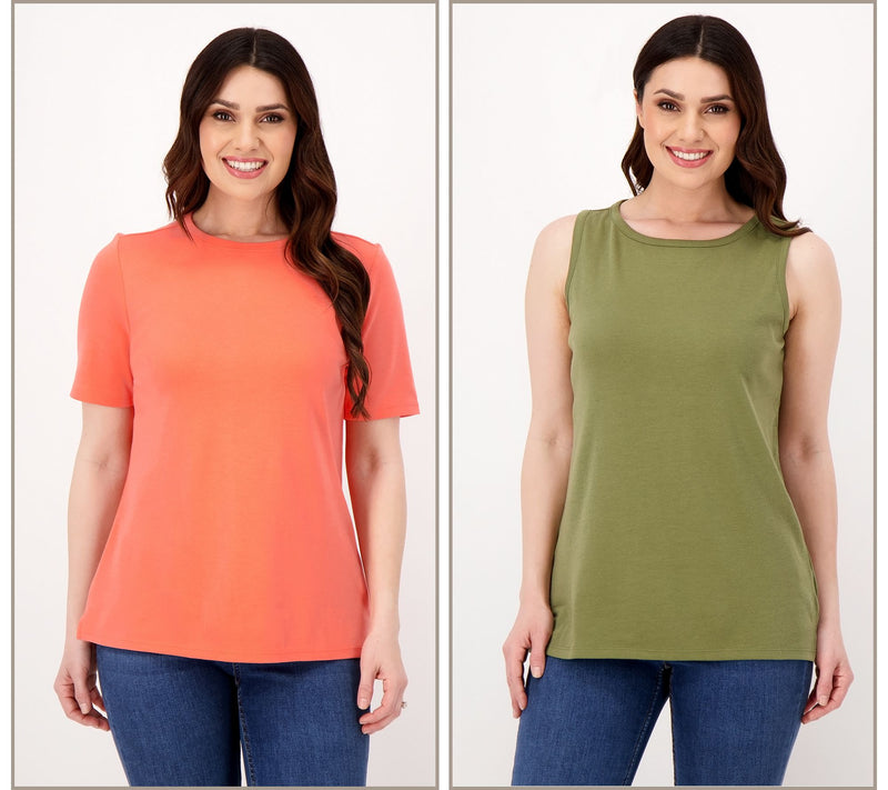 Denim & Co. Essentials Interlock Tank and Tee 2 Pack — View 13