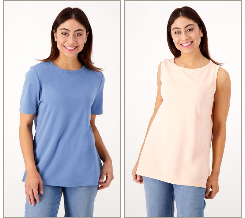 Denim & Co. Essentials Interlock Tank and Tee 2 Pack — View 9