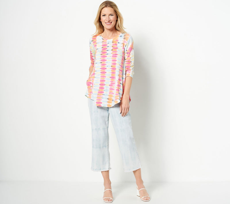 LOGO by Lori Goldstein Tie-Dye Cotton Modal 3/4 Sleeve Top — View 4