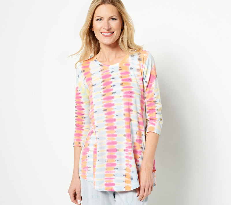 LOGO by Lori Goldstein Tie-Dye Cotton Modal 3/4 Sleeve Top — View 2