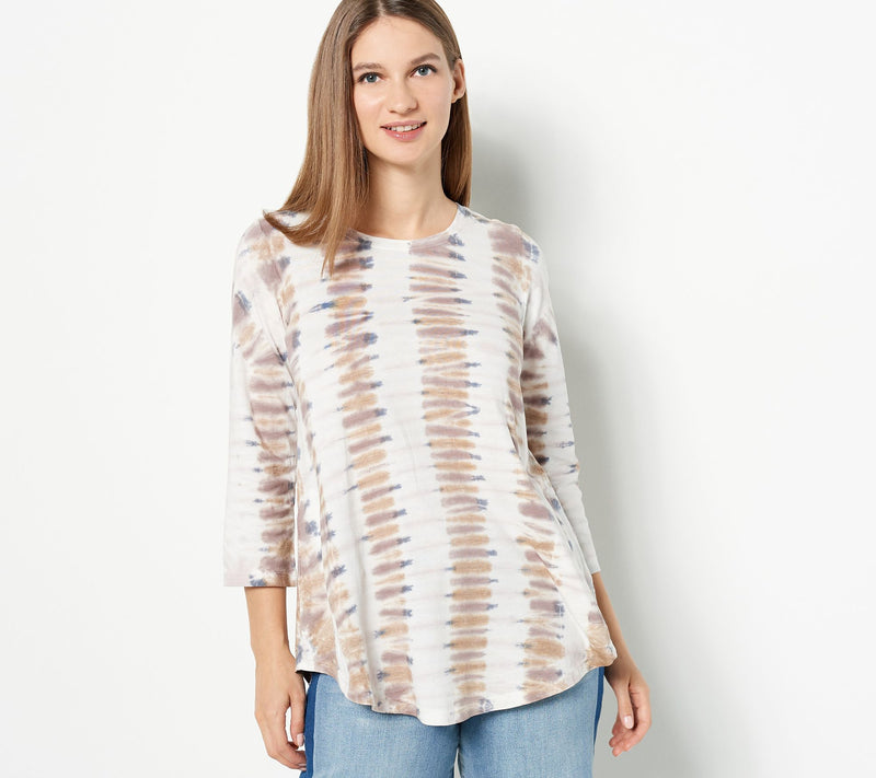 LOGO by Lori Goldstein Tie-Dye Cotton Modal 3/4 Sleeve Top — View 14