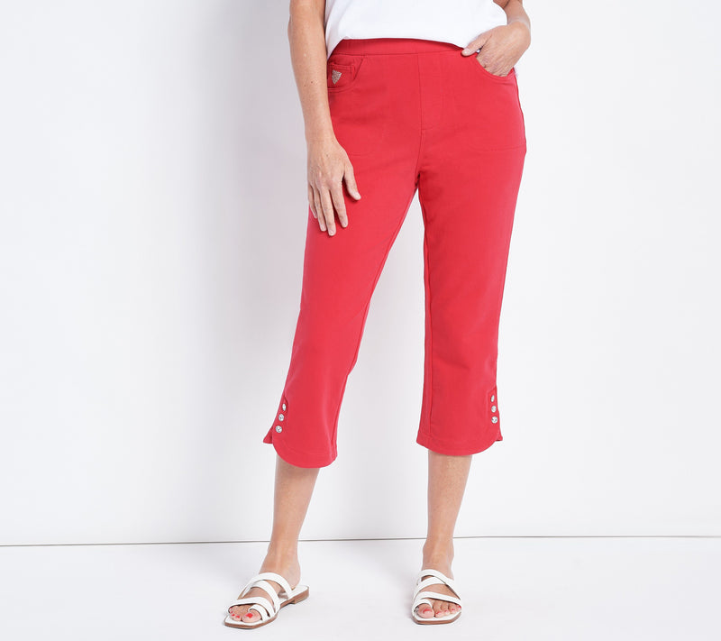 Quacker Factory DreamJeannes Tulip Snap Hem Capri Pants — View 14