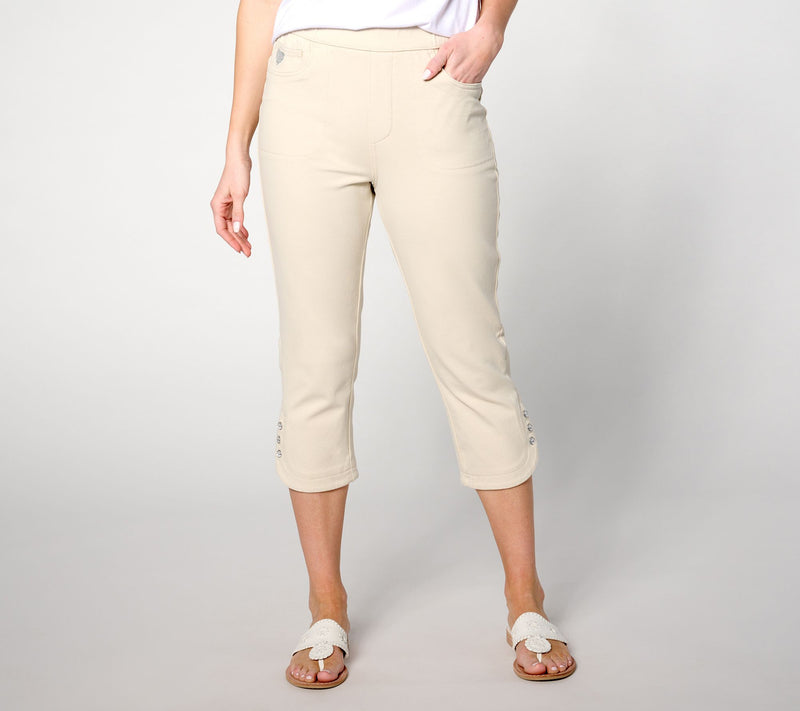 Quacker Factory DreamJeannes Tulip Snap Hem Capri Pants — View 15