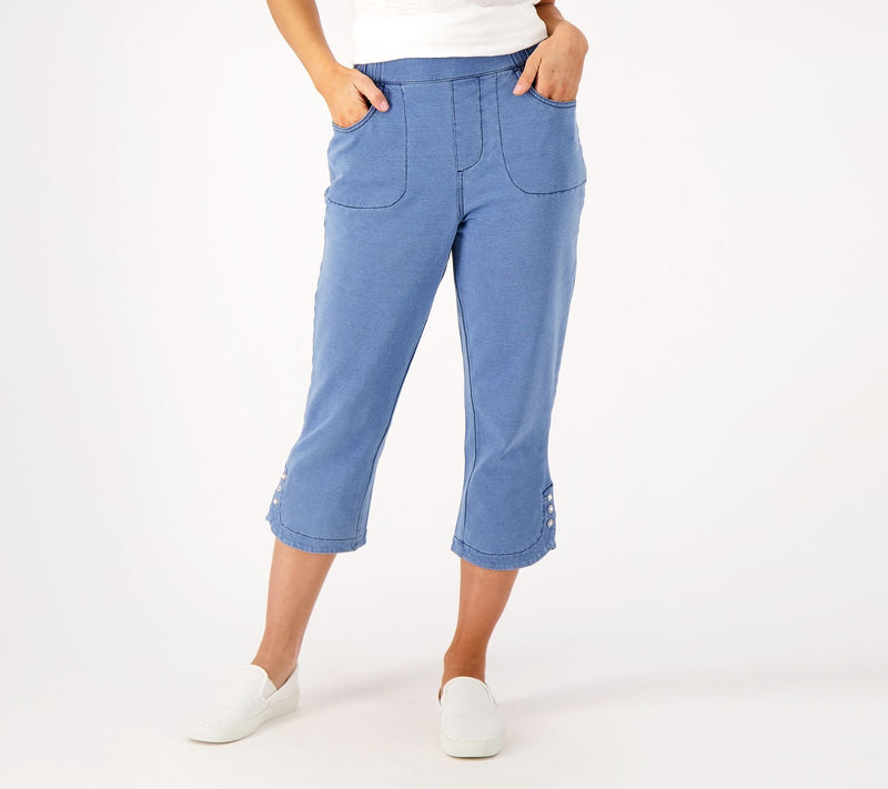 Quacker Factory DreamJeannes Tulip Snap Hem Capri Pants — View 3