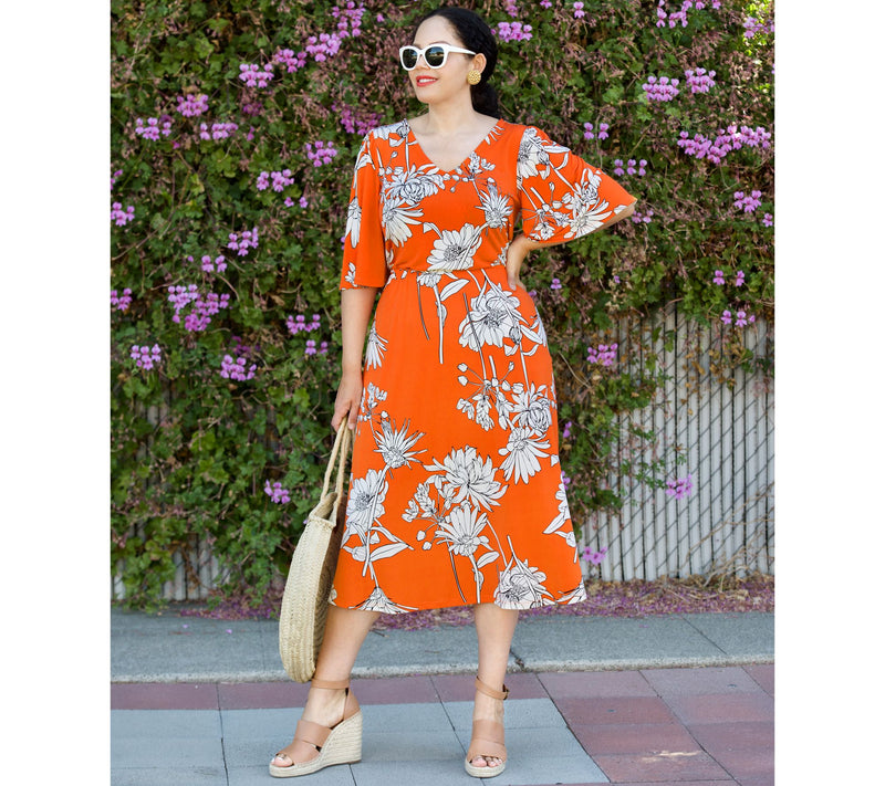 Girl With Curves Tall Knit Midi Dress with Flutter Sleeve — View 16