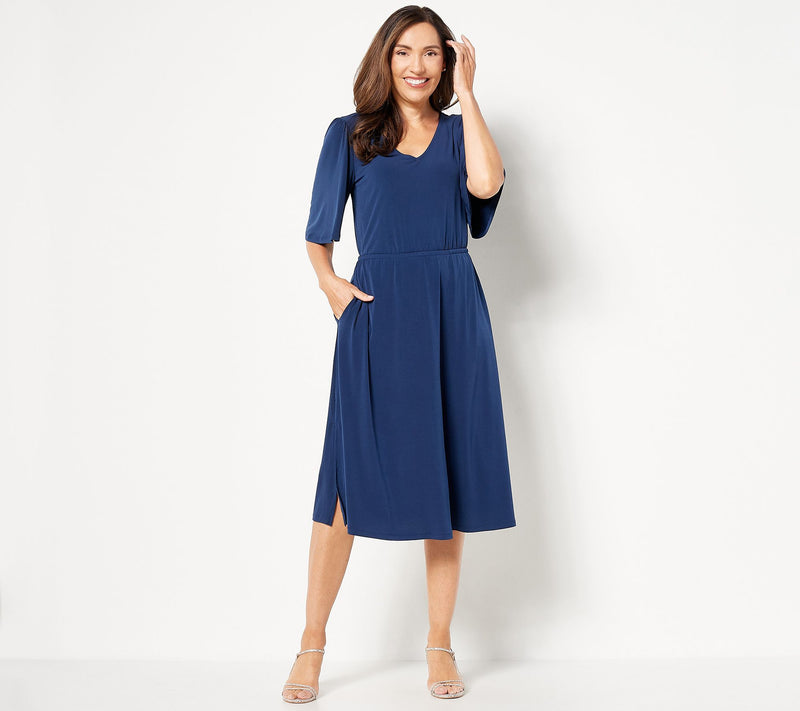 Girl With Curves Tall Knit Midi Dress with Flutter Sleeve — View 9