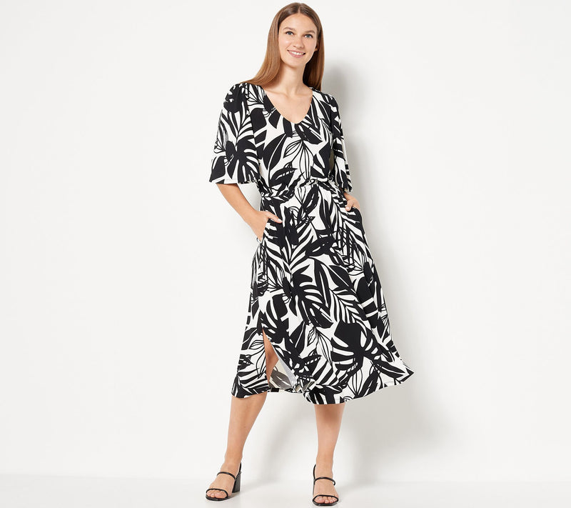 Girl With Curves Tall Knit Midi Dress with Flutter Sleeve — View 5
