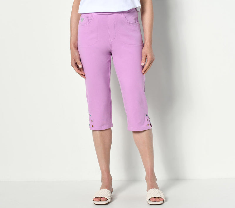 Quacker Factory DreamJeannes Capri Pants with Colored Rhinestones — View 17