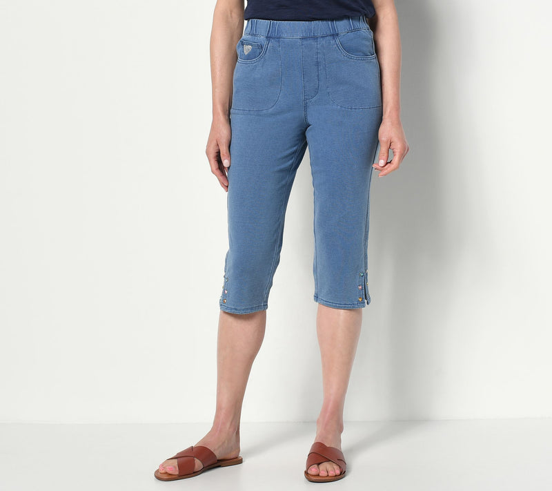 Quacker Factory DreamJeannes Capri Pants with Colored Rhinestones — View 20
