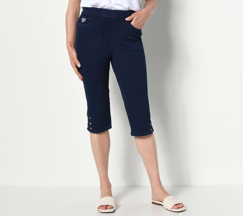 Quacker Factory DreamJeannes Capri Pants with Colored Rhinestones — View 22