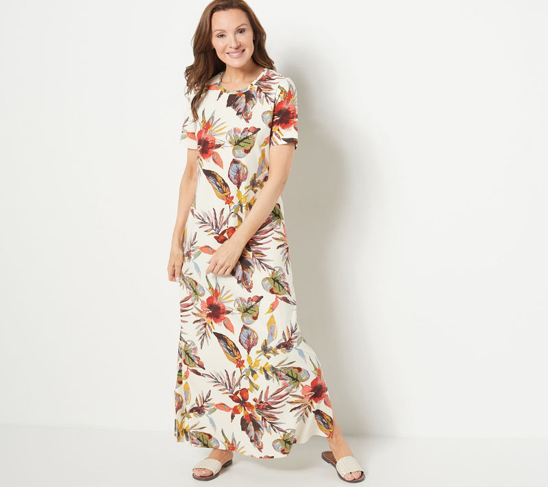 Denim & Co. Beach Regular Short Sleeve Maxi Dress — View 3
